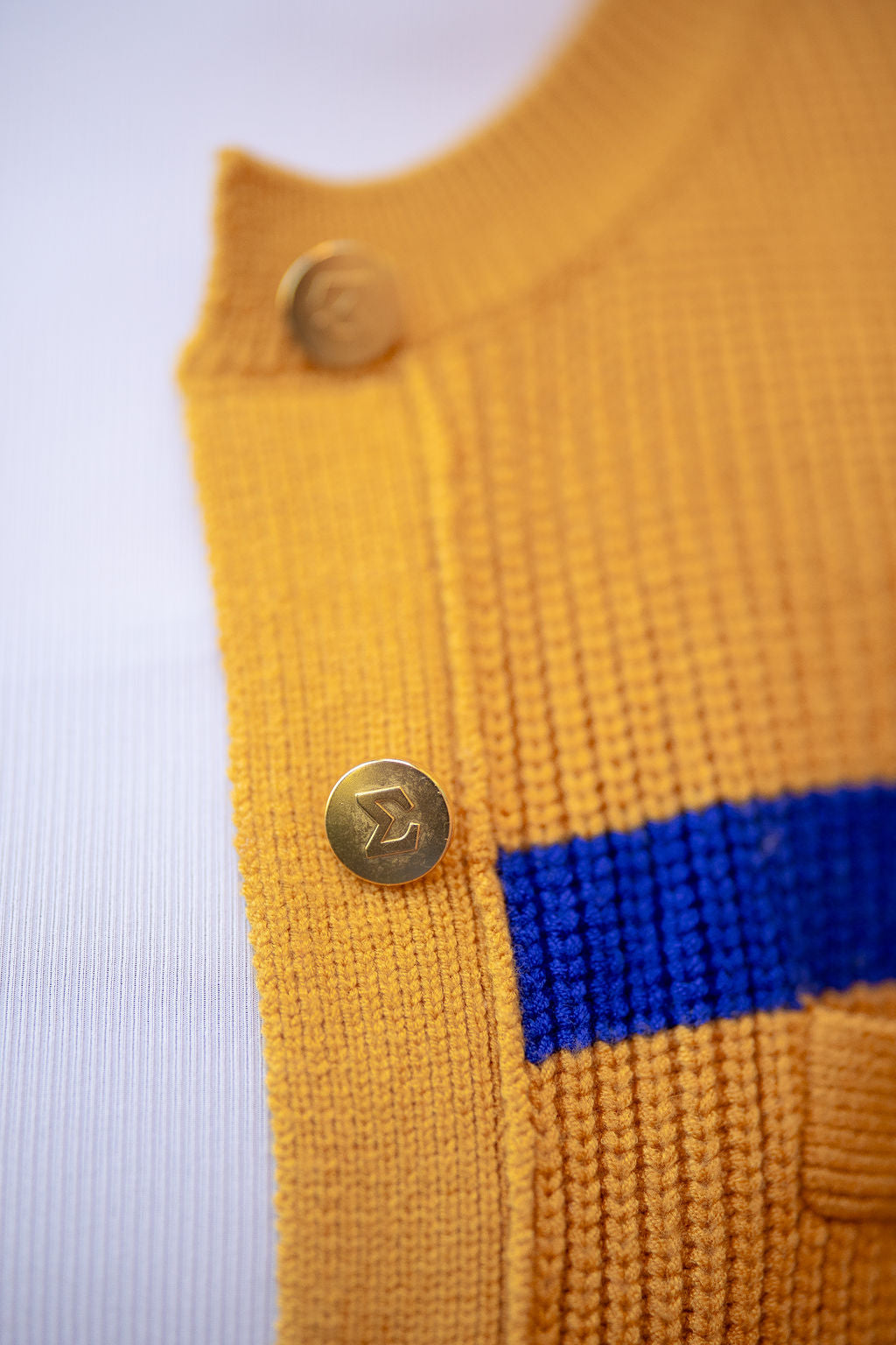 SGRHO Blue and Gold Striped Cardigan