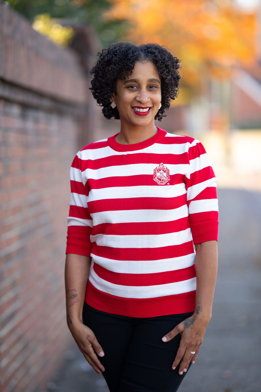 Delta Red and White Striped Sweater