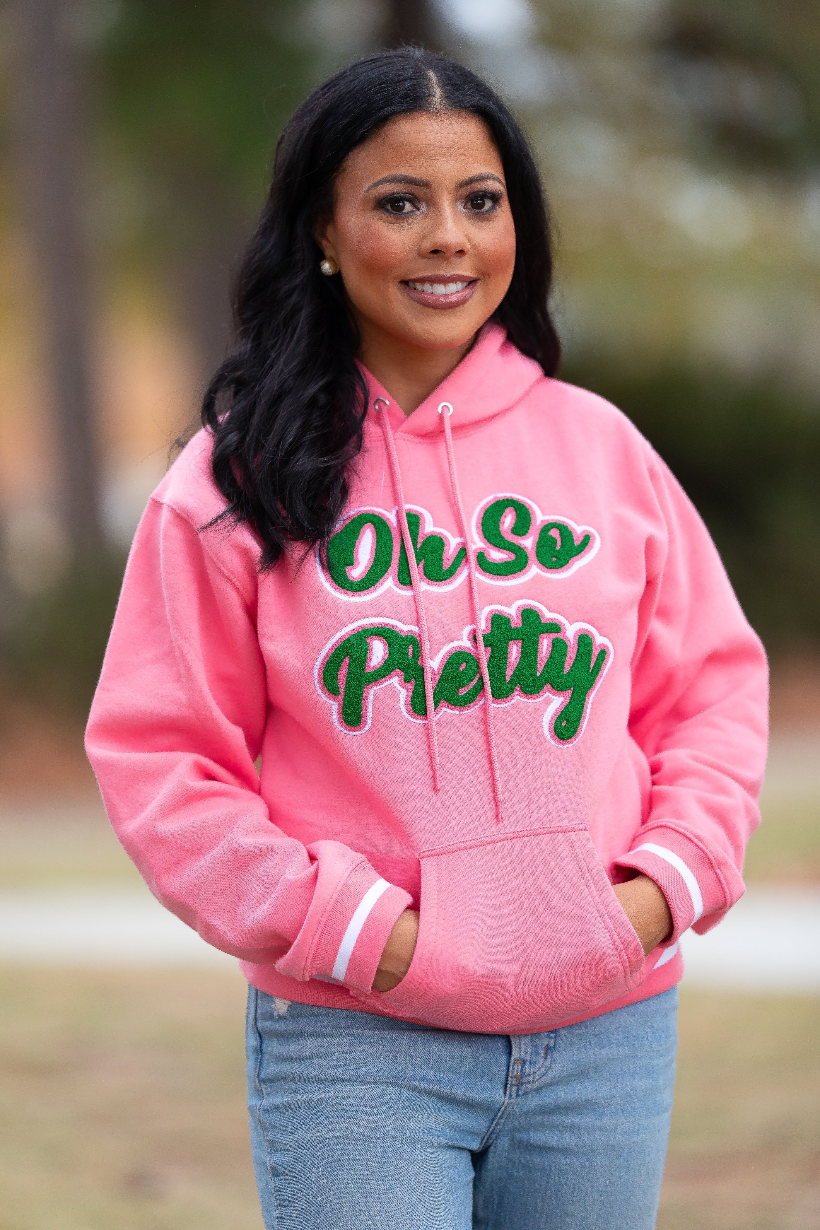 Pink Oh So Pretty Varsity Hoodie Unisex