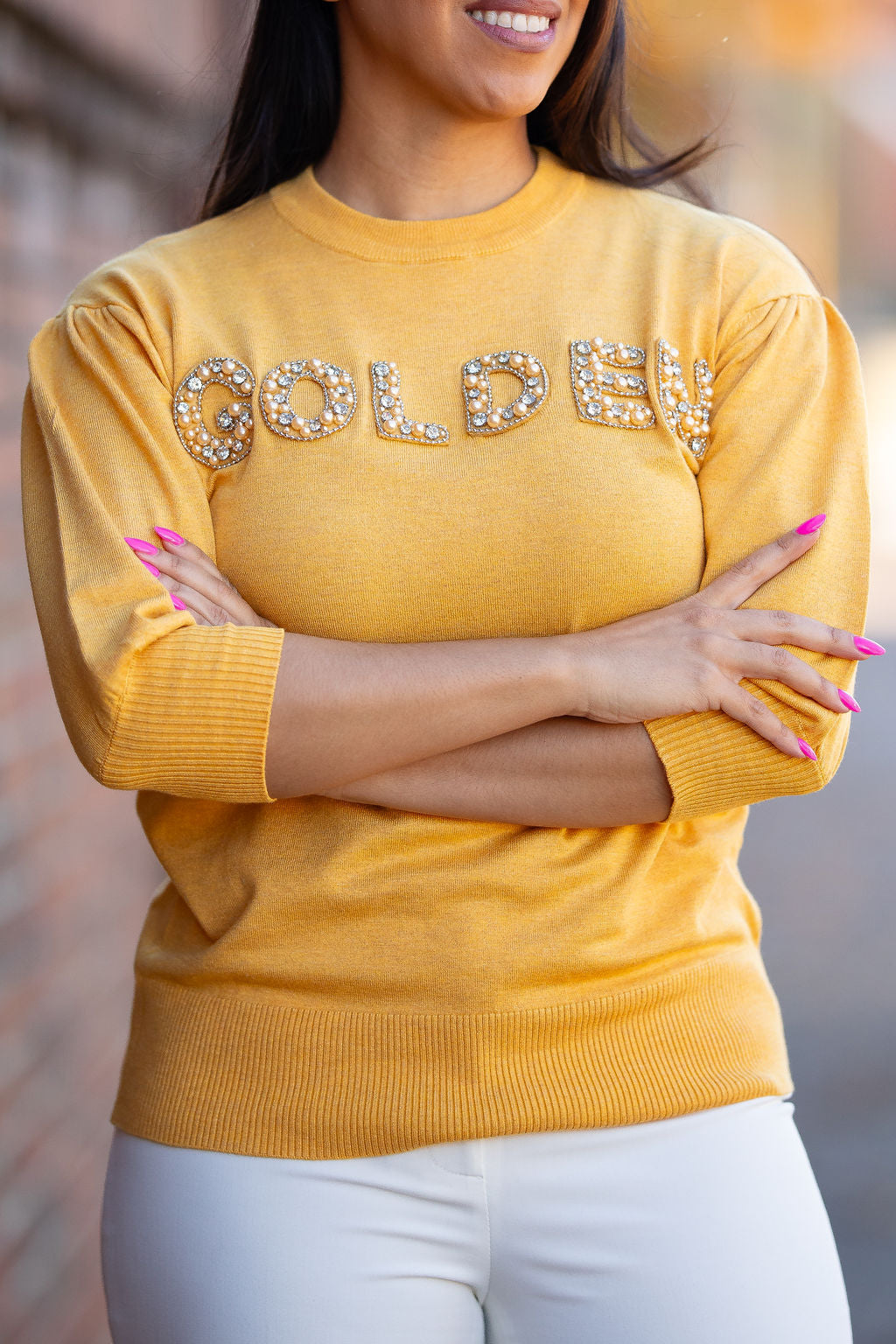 AKA Golden Short Sleeve Sweater