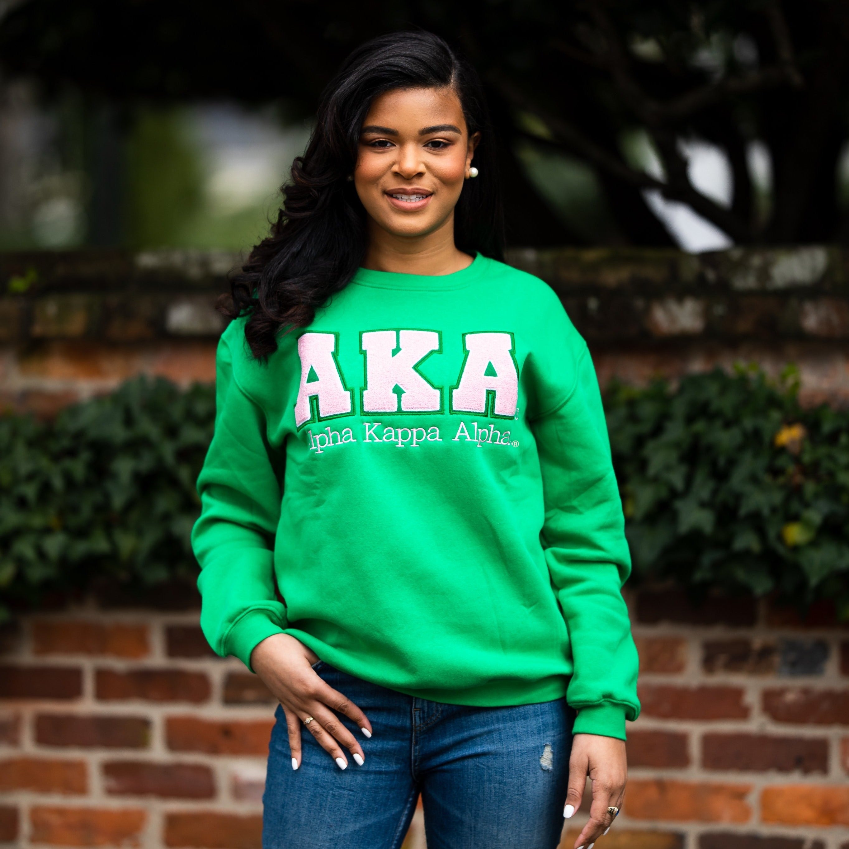 Crewneck Sweatshirt Green Aka Sweatshirt AKA Cropped Crewneck Sweatshirt Alpha Kappa Alpha XS