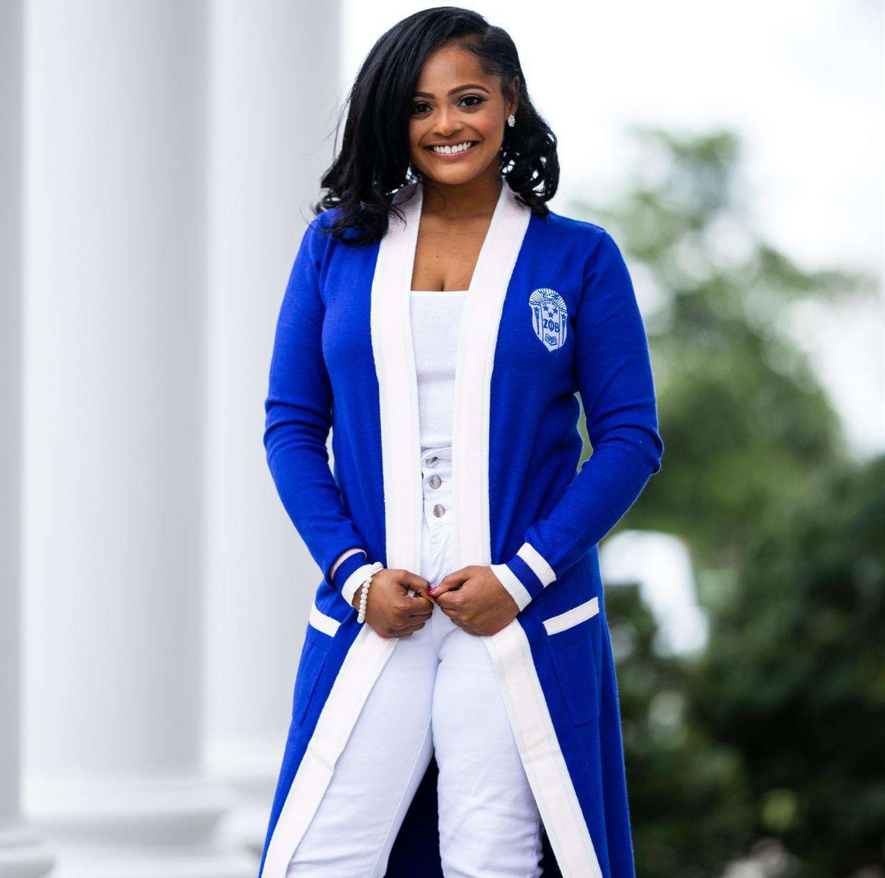 ZPHIB Long Blue Cardigan Fashionably Greek