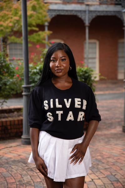 AKA Silver Star Short Sleeve Sweater