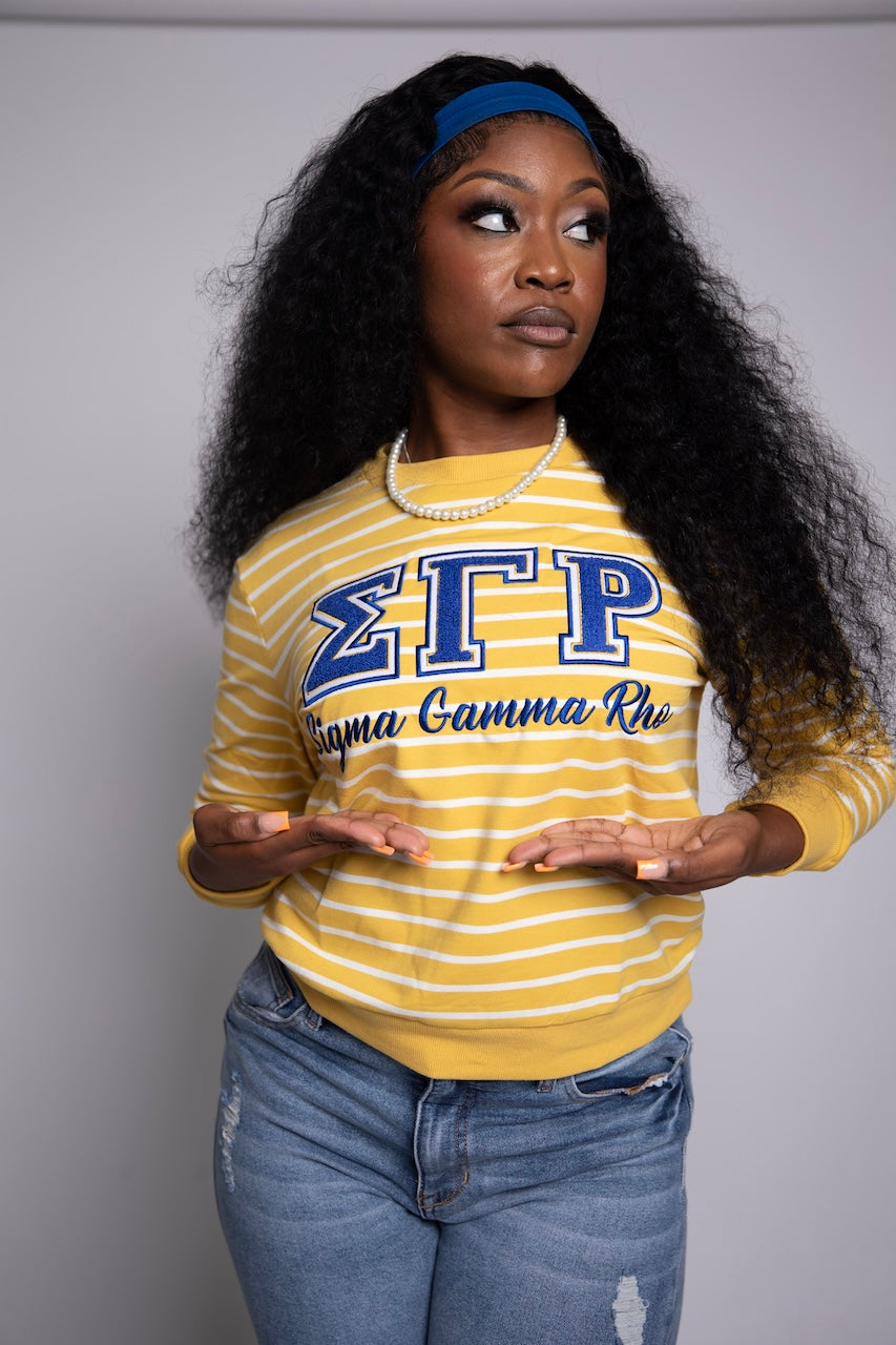 SGRHO Gold & White Striped Sweatshirt