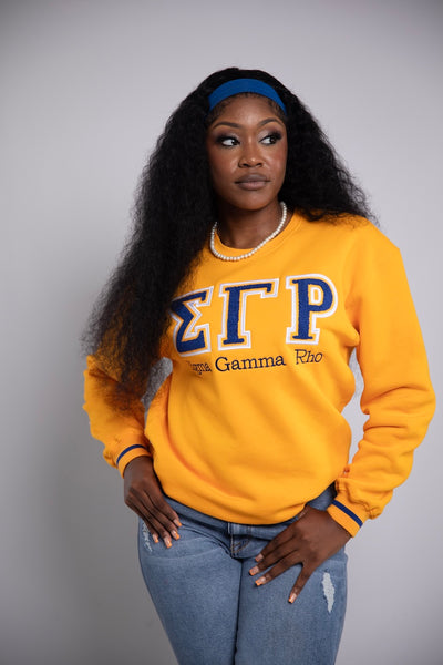 Gold Vintage SGRHO Sweatshirt Varsity (Unisex Sizing)