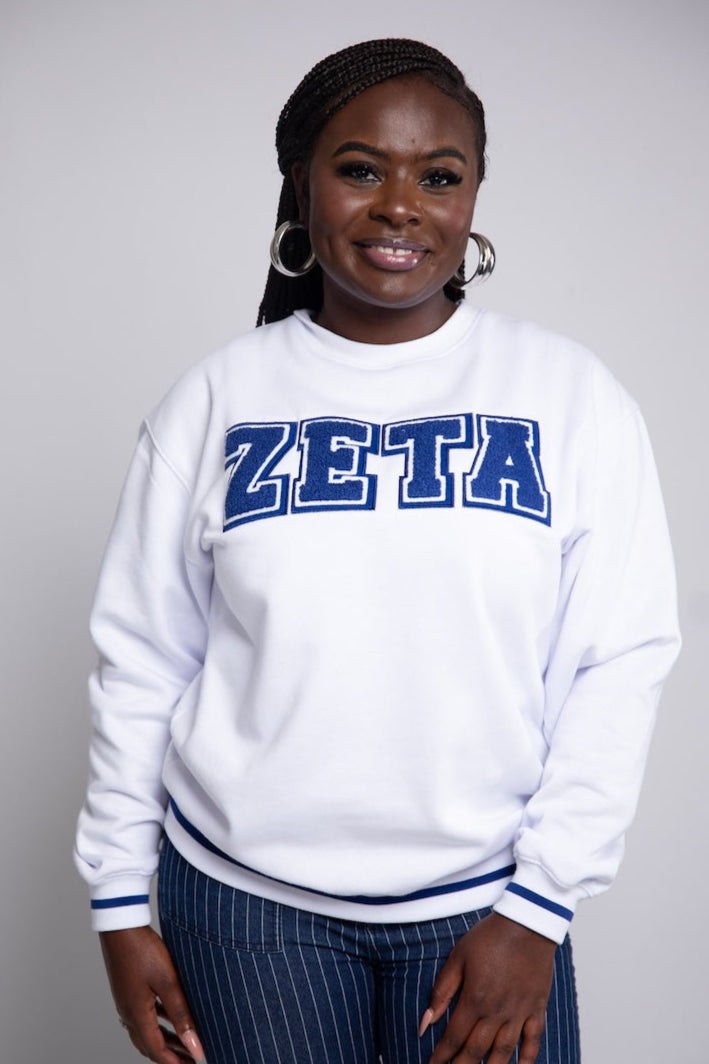 Vintage White ZETA Varsity Sweatshirt (Unisex Sizing)