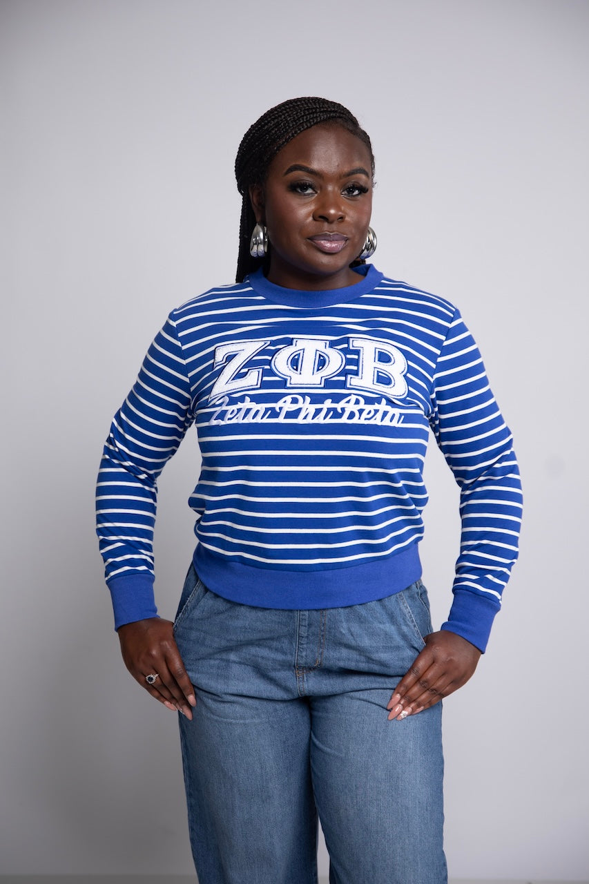 Zeta Blue & White Striped Sweatshirt