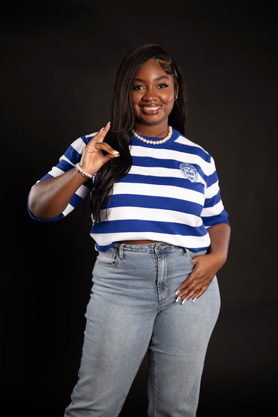 Zeta Blue and White Striped Sweater