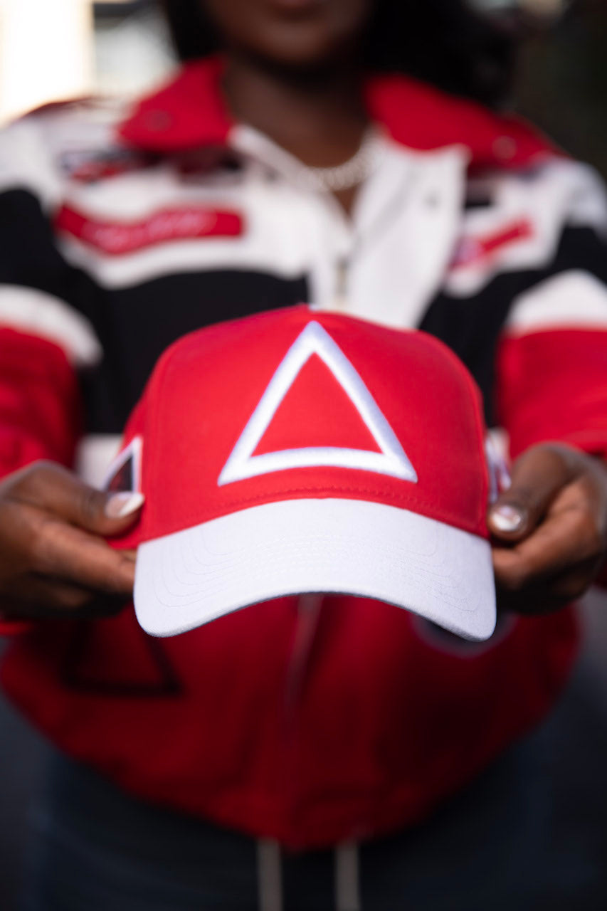 Pyramid Rood Cap Red Pyramid Cap | Fashionably Greek