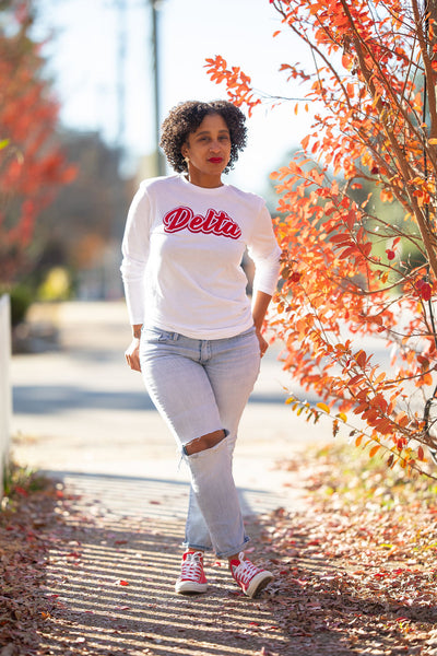 Delta White Long Sleeve Tee