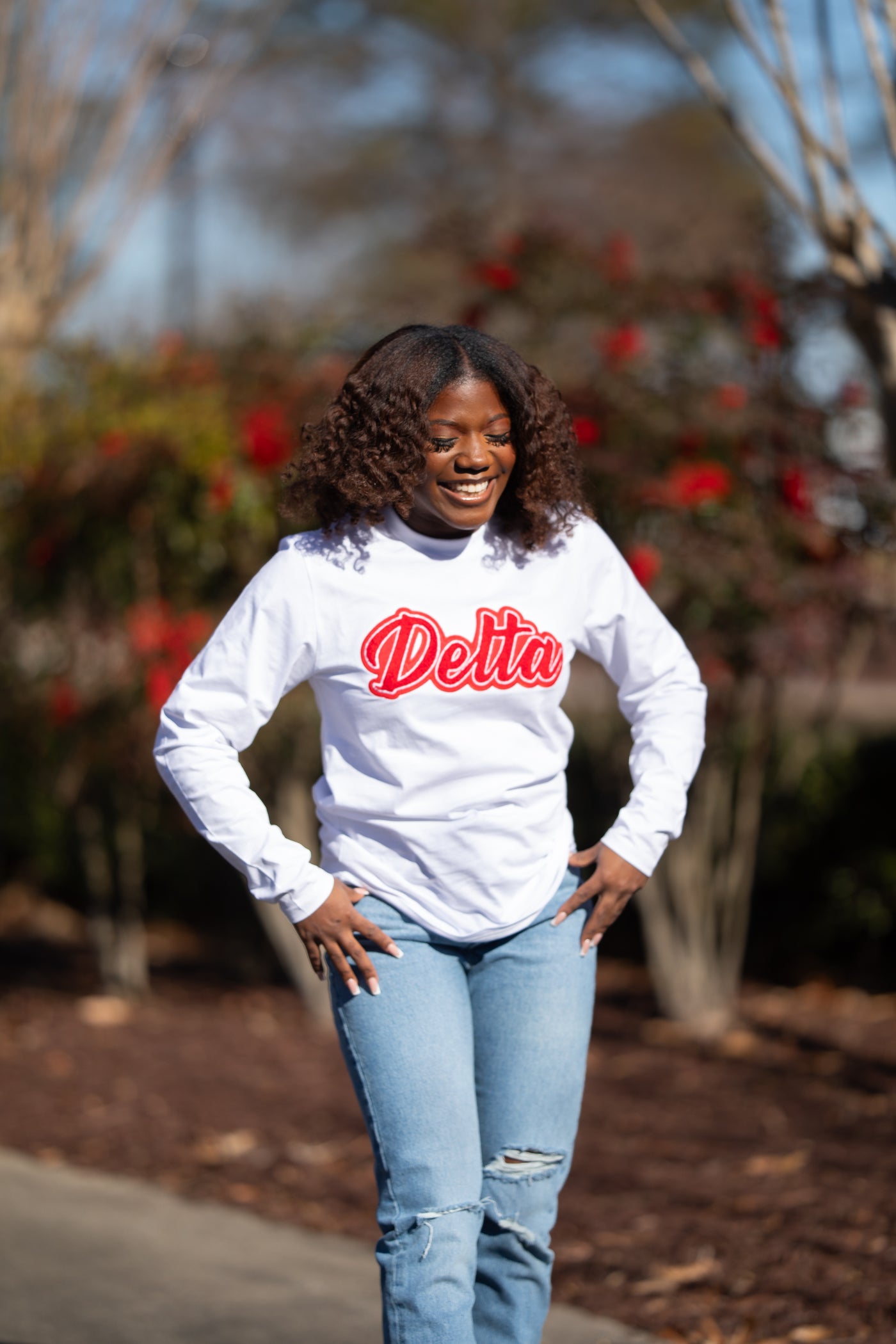 Delta White Long Sleeve Tee