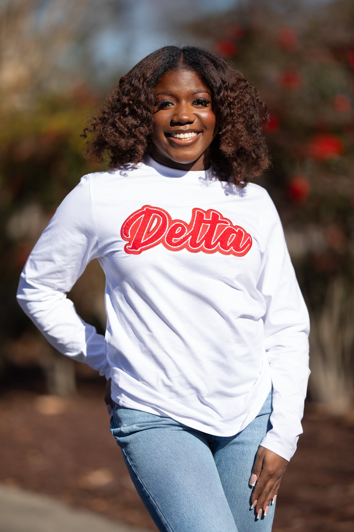 Delta White Long Sleeve Tee