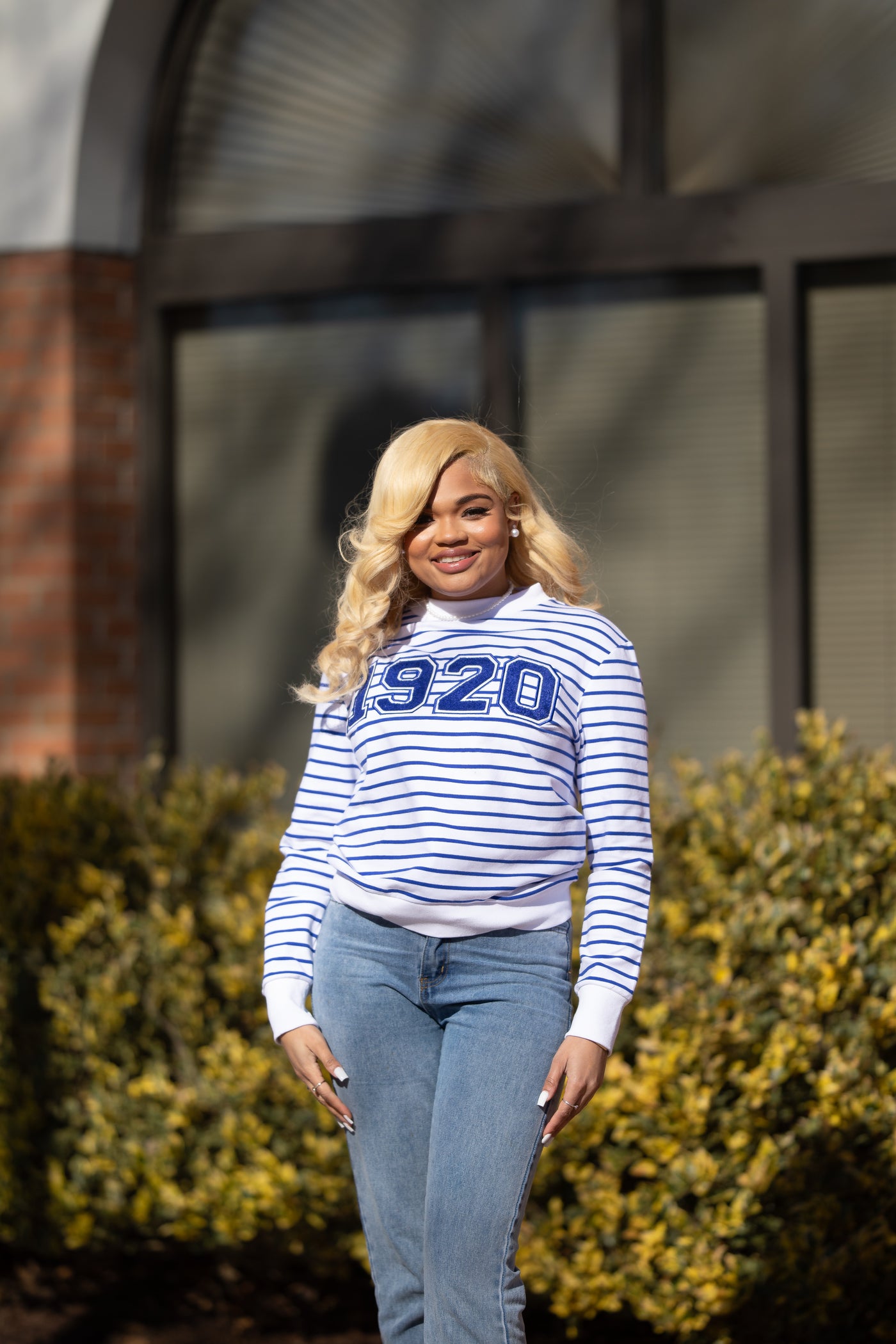 Zeta 1920 Blue & White Striped Sweatshirt Unisex