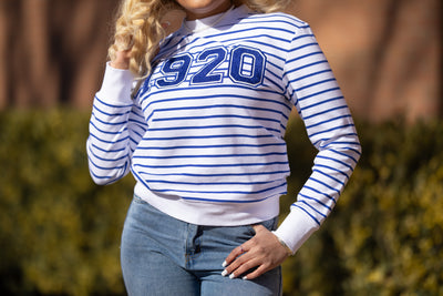 Zeta 1920 Blue & White Striped Sweatshirt Unisex