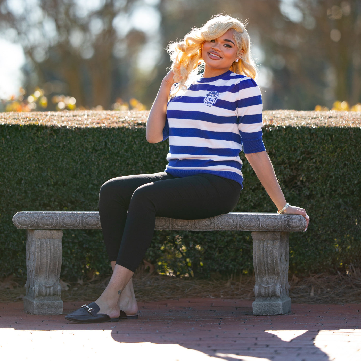 Zeta Blue and White Striped Sweater (Unisex Sizing)