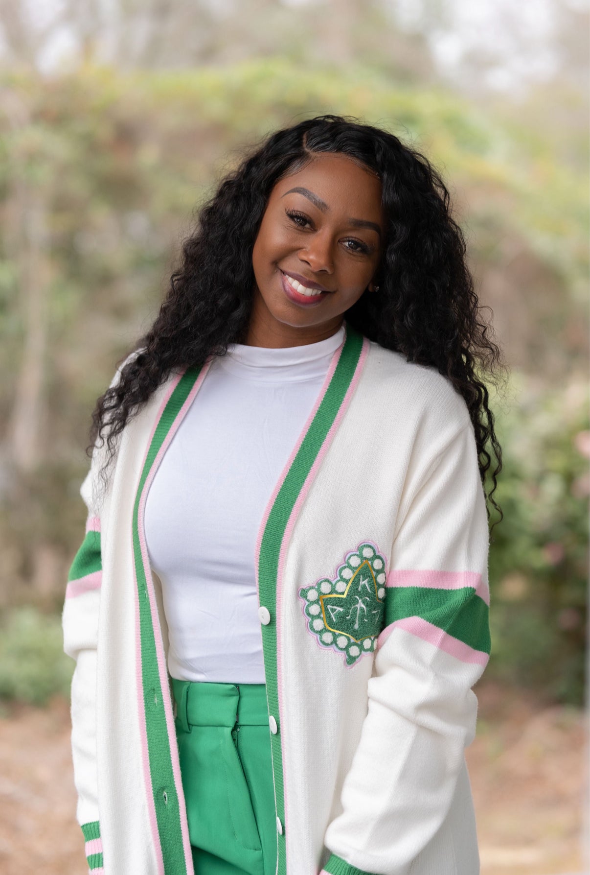 AKA Retro Striped Cream Cardigan