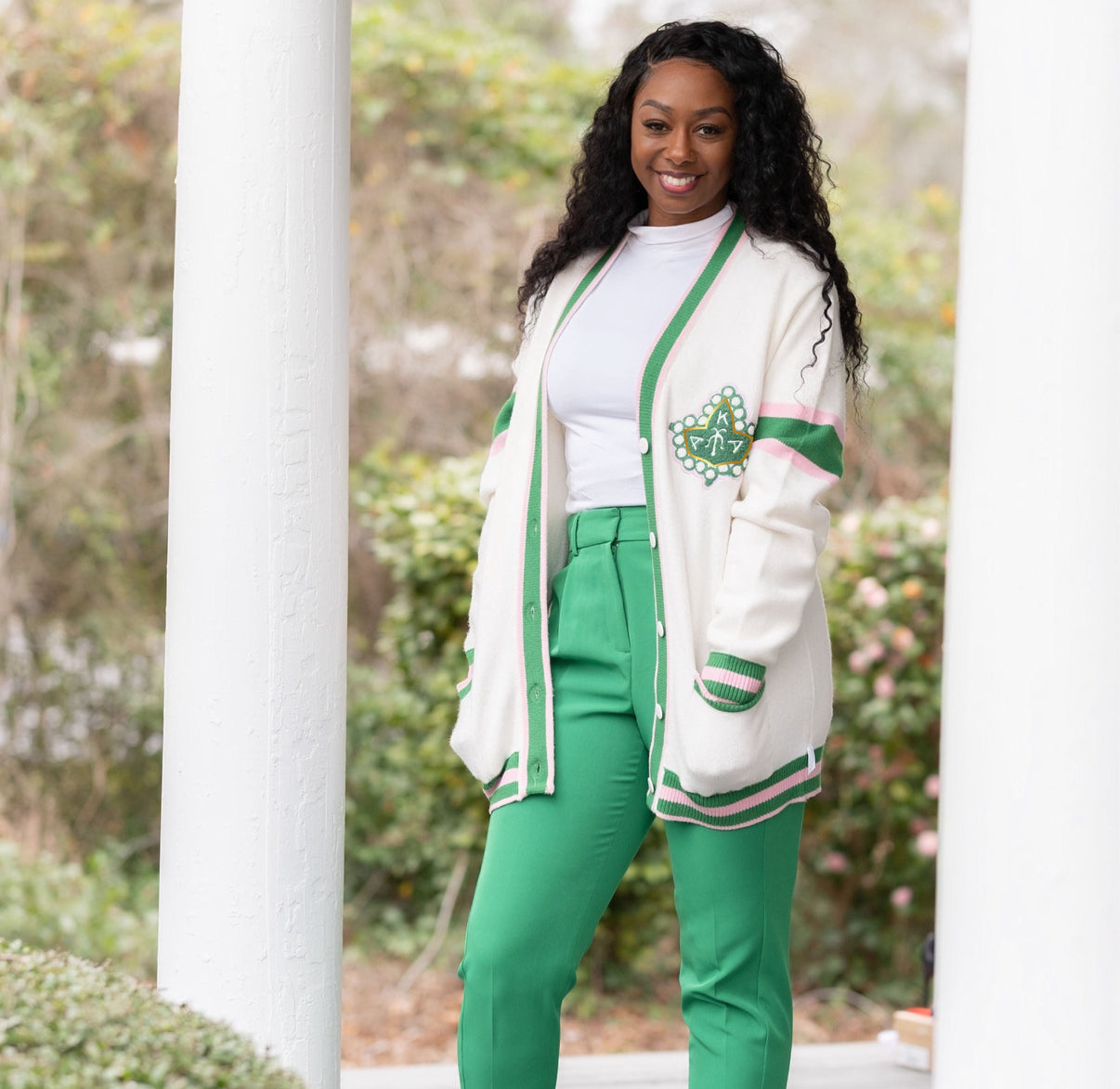 AKA Retro Striped Cream Cardigan