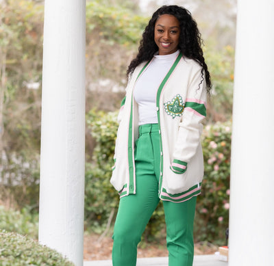 AKA Retro Striped Cream Cardigan