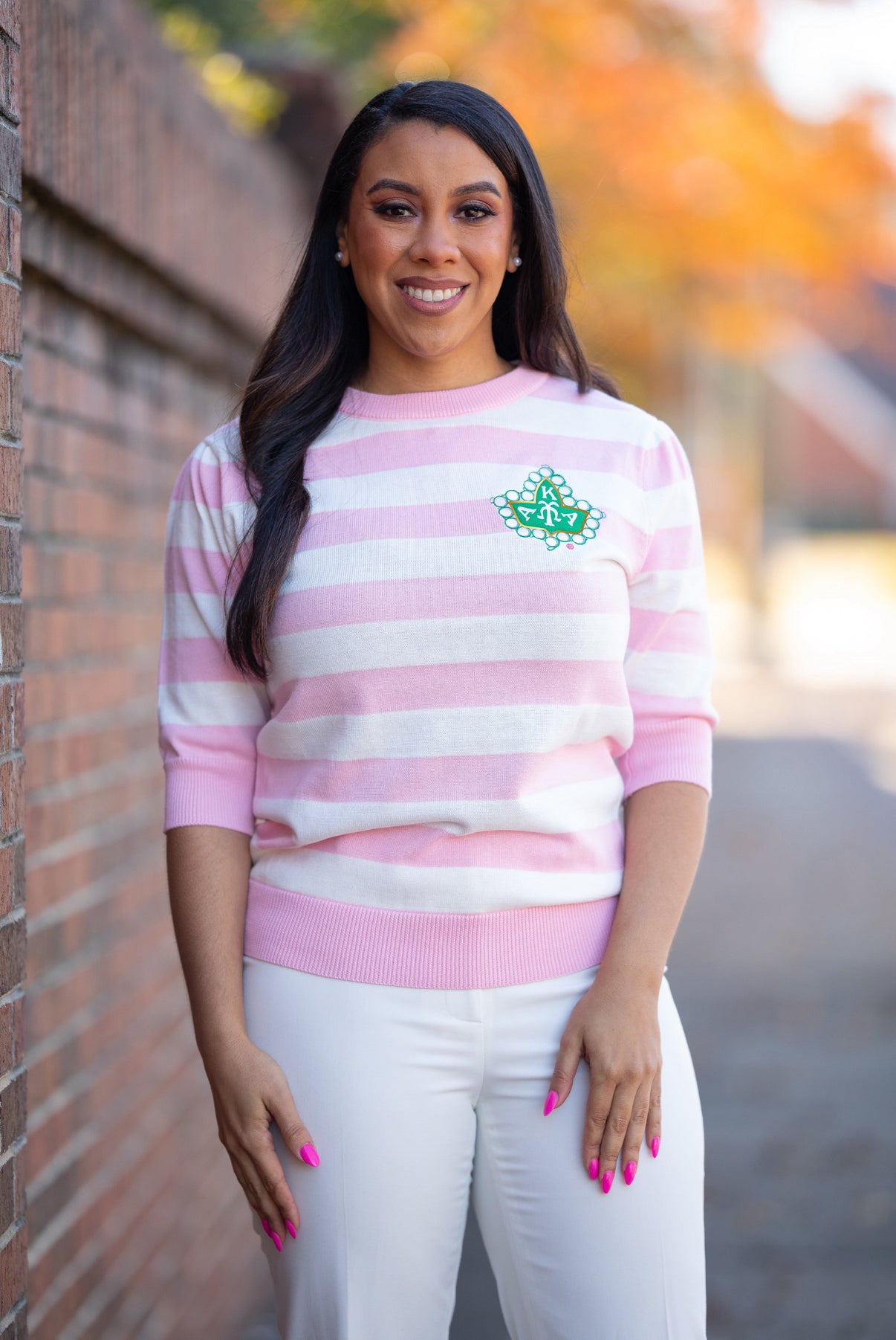 AKA Pink and White Striped Sweater