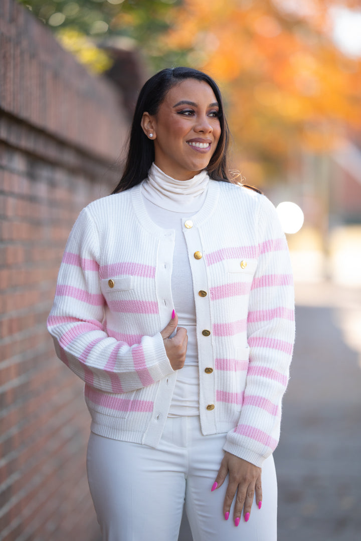 strapless open back dress AKA Pink and White Striped Cardigan – Fashionably Greek