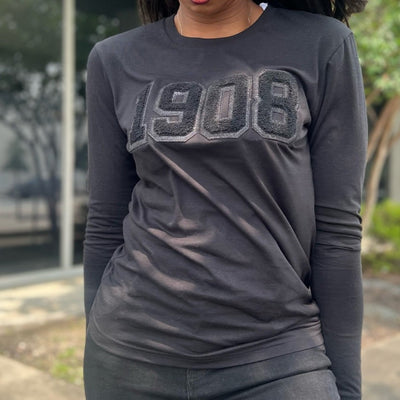 ALL Black Glitter 1908 Long Sleeve Tee (True To Size)