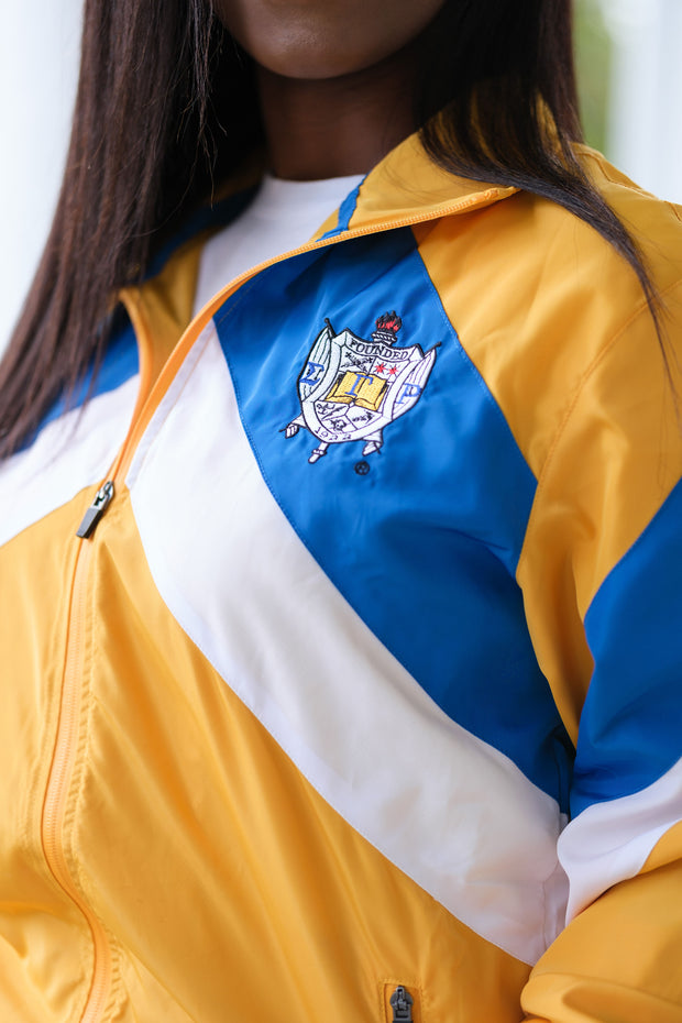 Royal Blue and Gold Retro Windbreaker