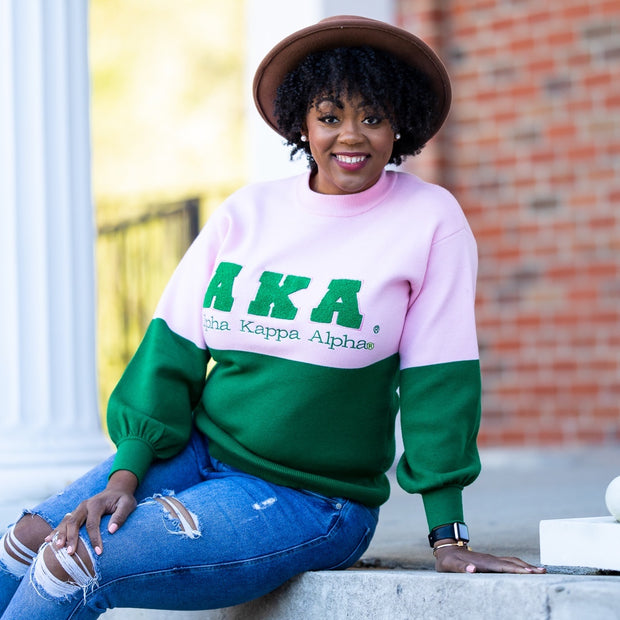 AKA Pink and Green Color Block Sweater