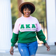 AKA Pink and Green Color Block Sweater