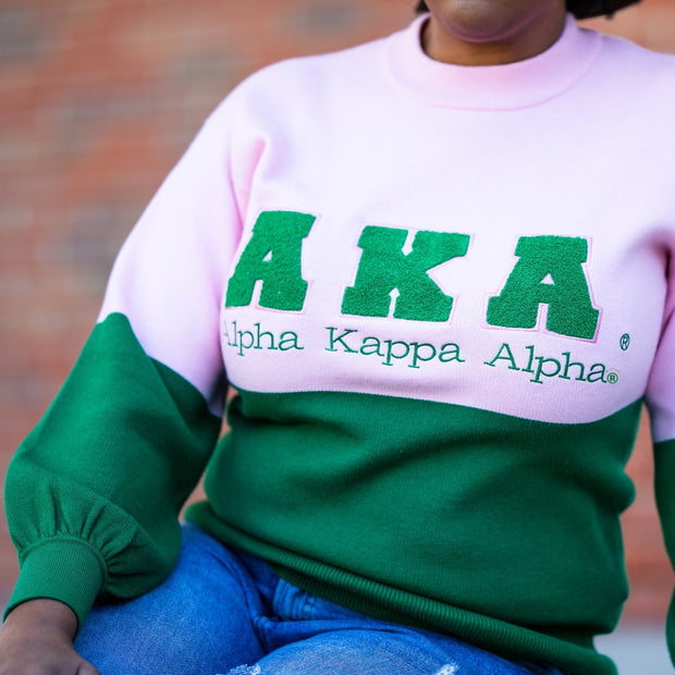 AKA Pink and Green Color Block Sweater