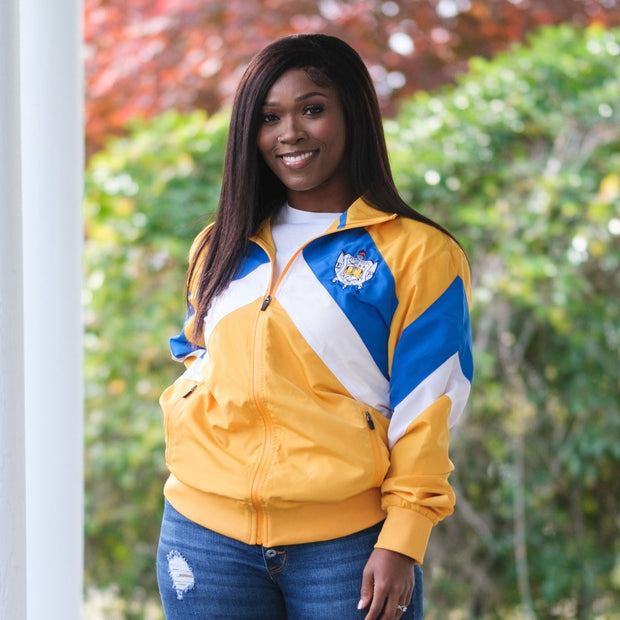 Royal Blue and Gold Retro Windbreaker