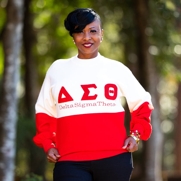 Red & Cream Color Block Sweater