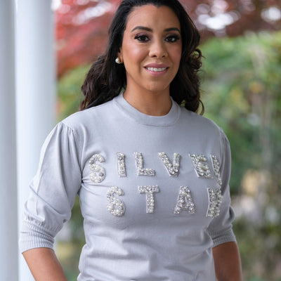 AKA Silver Star Short Sleeve Sweater