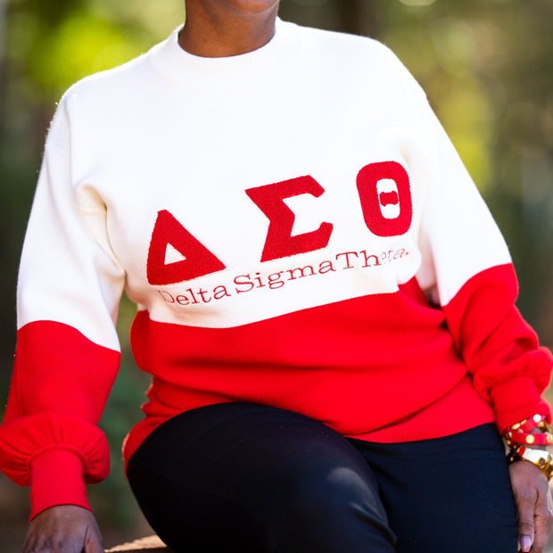 Red & Cream Color Block Sweater