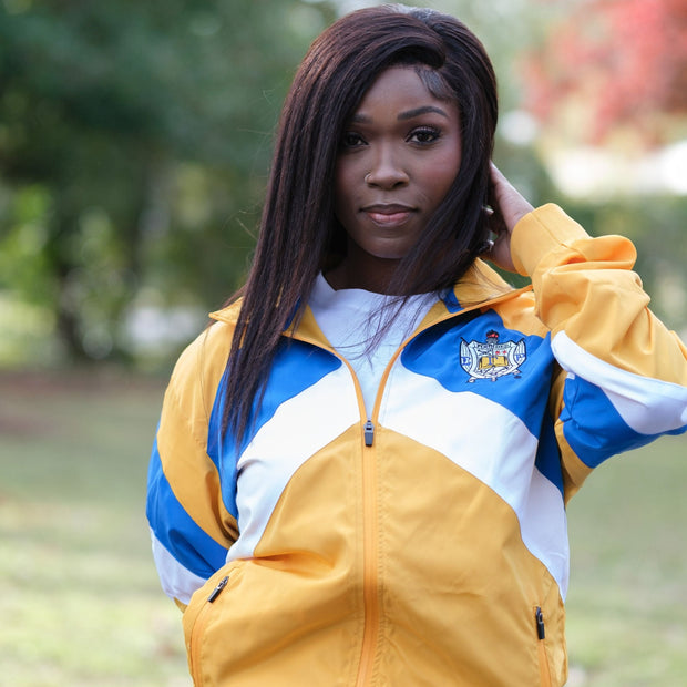 Royal Blue and Gold Retro Windbreaker