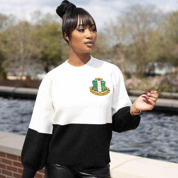 AKA Black And White Color Block Sweater