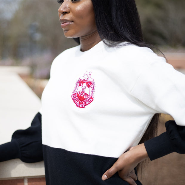 DST Black And White Color Block Sweater
