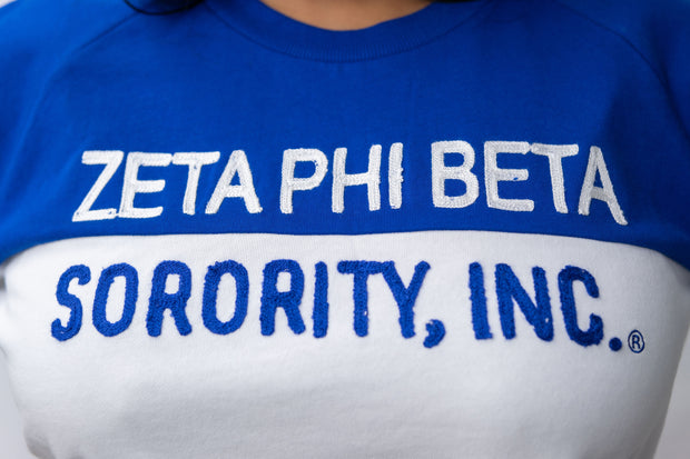 Blue And White Vintage Color Block Sweatshirt