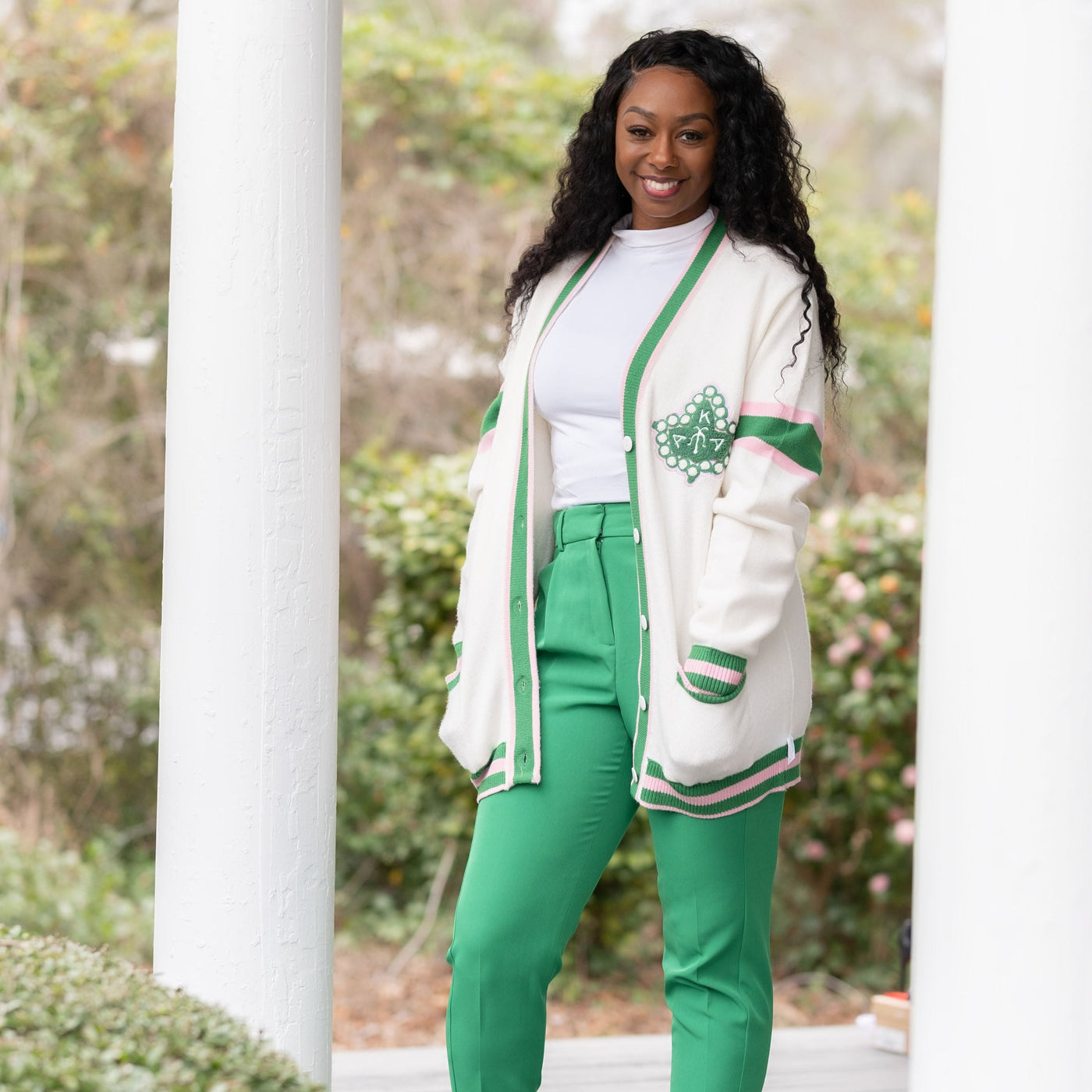 AKA Retro Striped Cream Cardigan