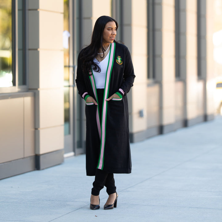 AKA Long Black Cardigan| Fashionably Greek