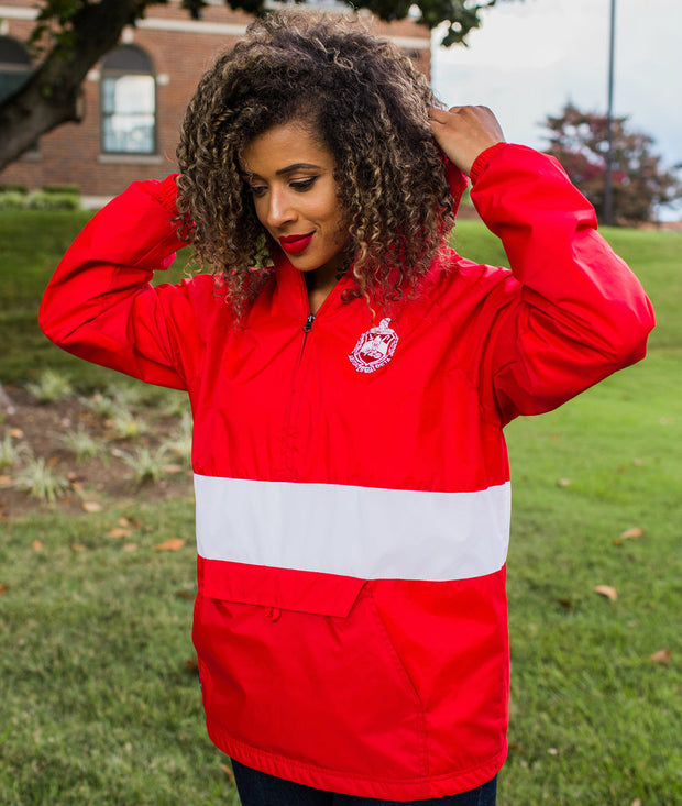 Red Color Block Pullover 