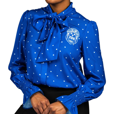 Royal Blue Zeta Polka Dot Blouse