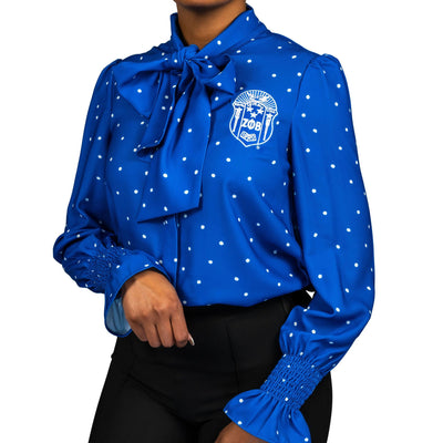 Royal Blue Zeta Polka Dot Blouse