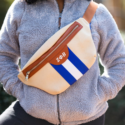 Royal Blue and White Canvas Belt Bag