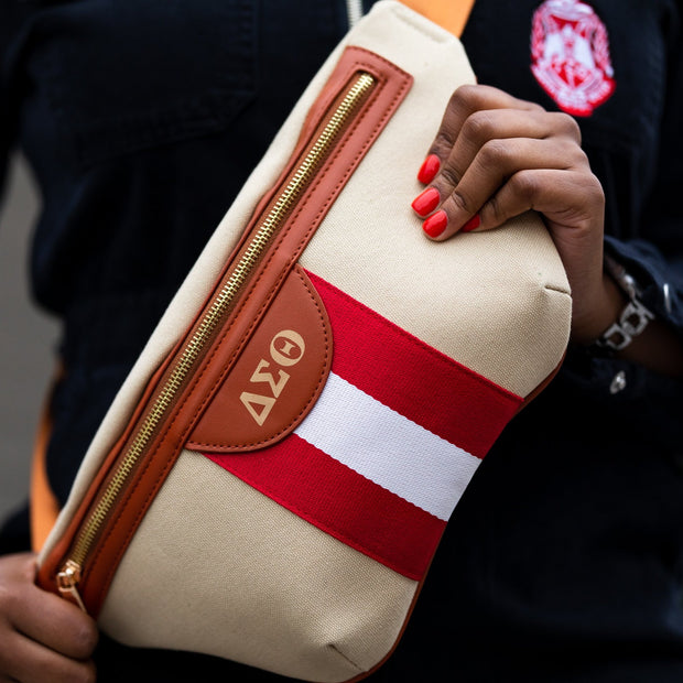 Red And White Canvas Belt Bag
