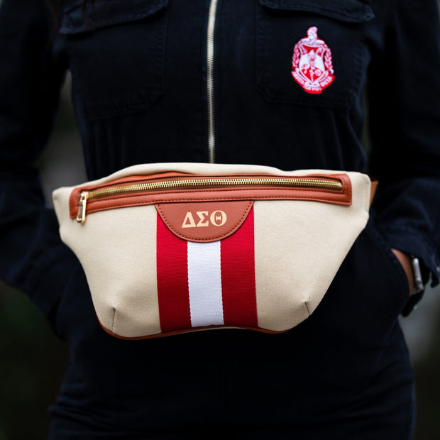 Red And White Canvas Belt Bag
