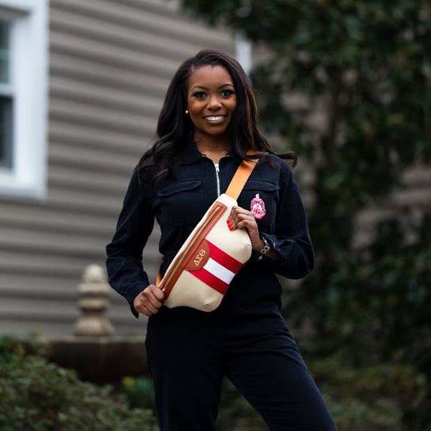 Red And White Canvas Belt Bag