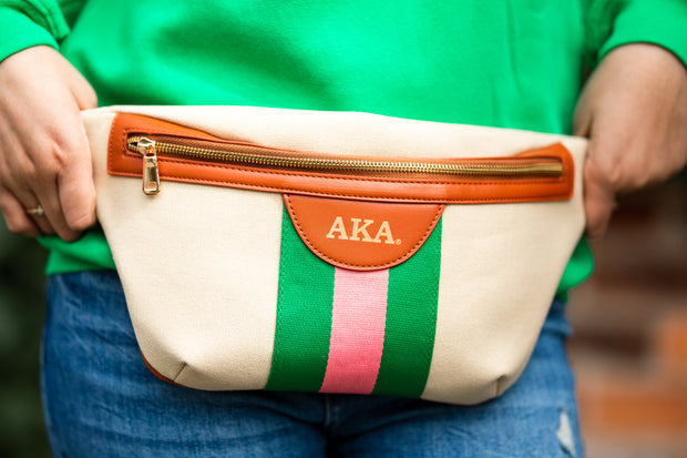 Pink and Green Canvas Belt Bag