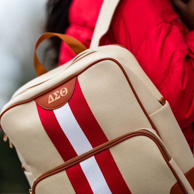 Red and White Canvas Back Pack