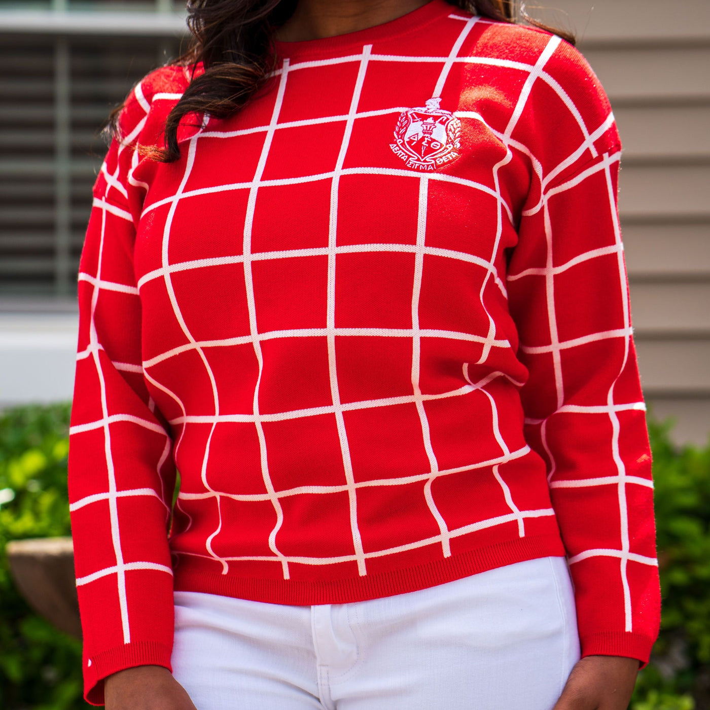 Red and White Checkered Sweater